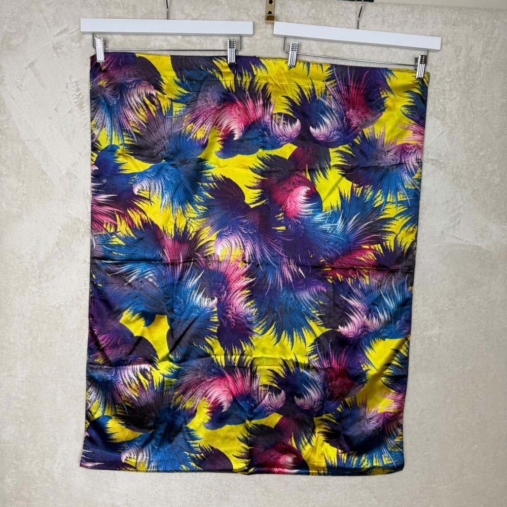 Neon Tropical Feather Silk Scarf Bold Vibrant Y2K Luxe Statement Piece Festival